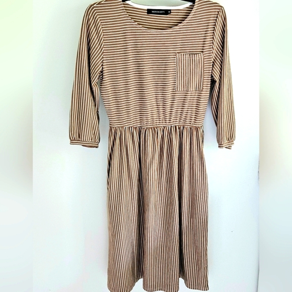 Merokeety Dresses & Skirts - Merokeety tan stripe dress